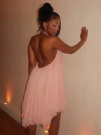Halter Bodycon Dress With Asymmetrical Hem Backless