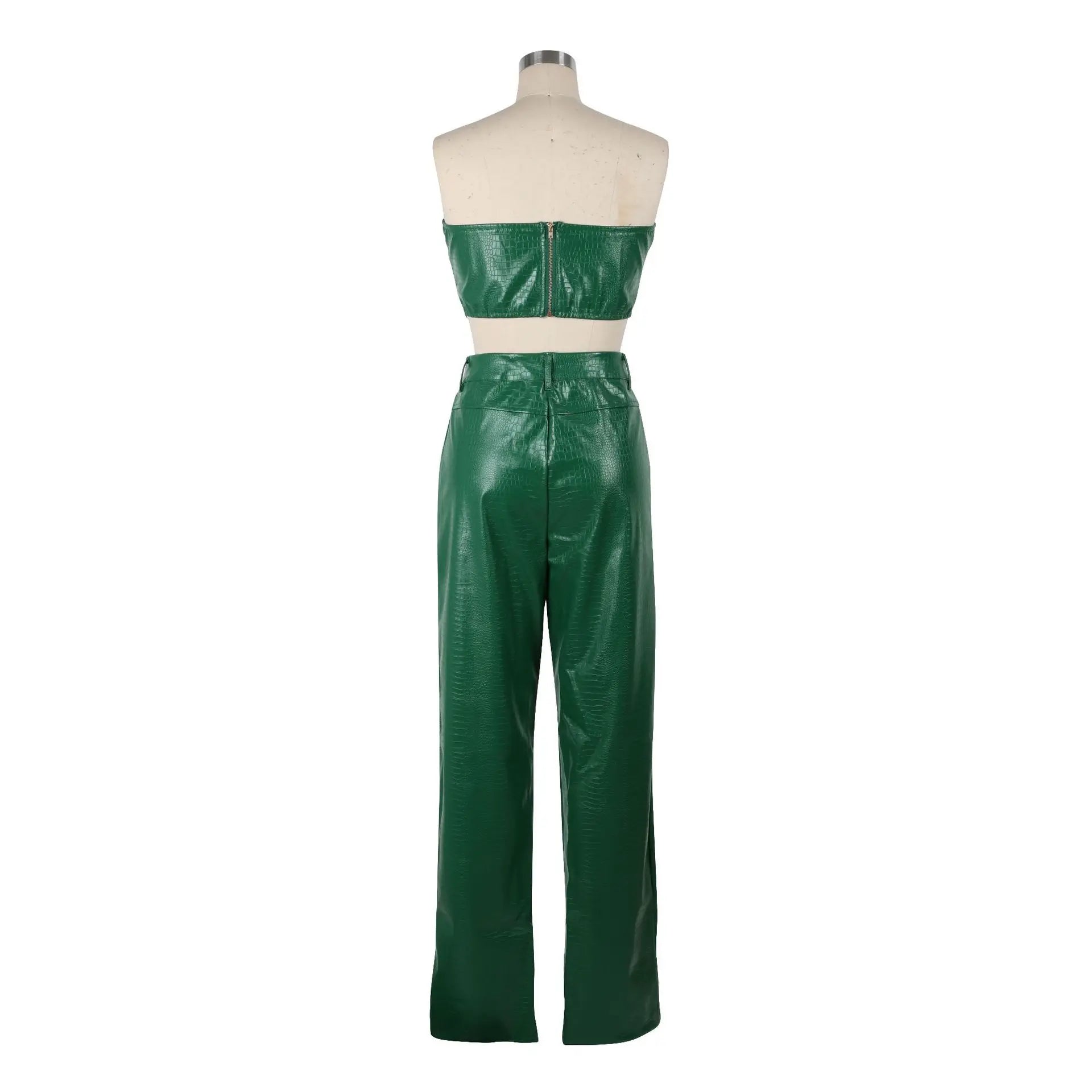 Corset Cutout Cargo Jumpsuit Two Piece Set Sleeveless PU Leather