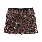 Beaded Sequin Two Piece Set Sleeveless Backless Crop Top And Mini Skirt Glam Outfit