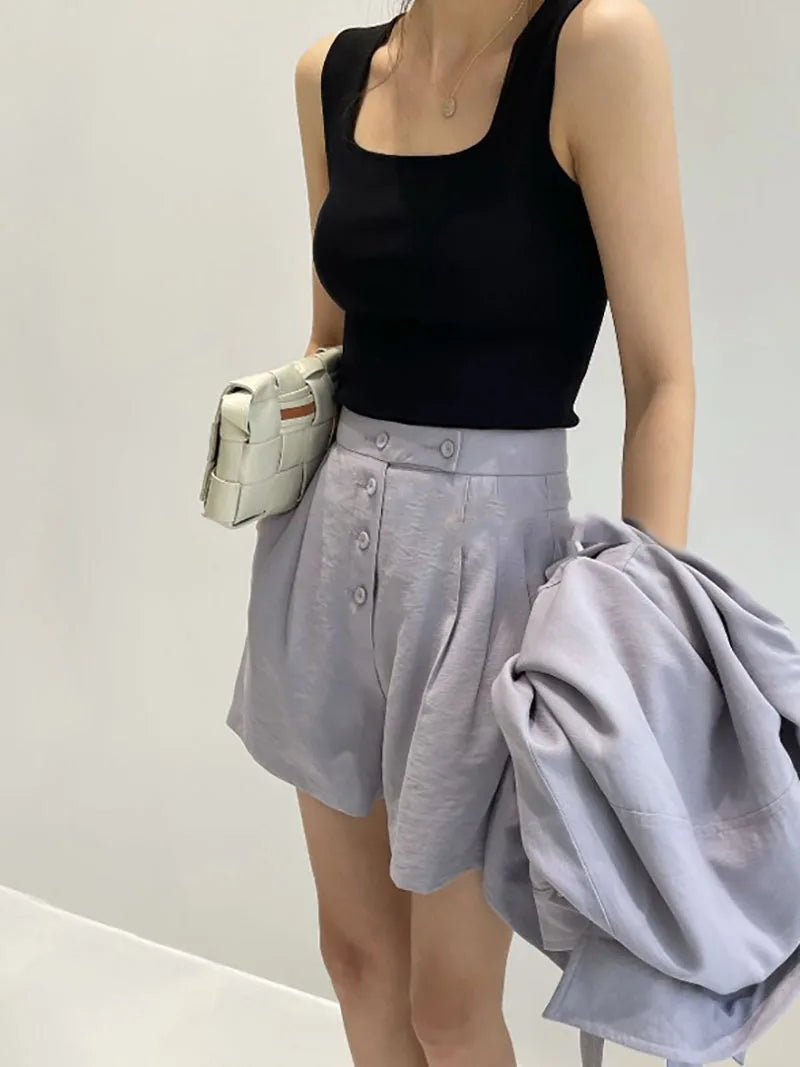 White Knit Tank With U Neck Sleeveless Summer Tee Vintage