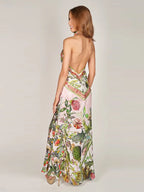 Flirty Printed Halter Backless Dress For Summer Party Chic Evening Outfits Slim High Waist