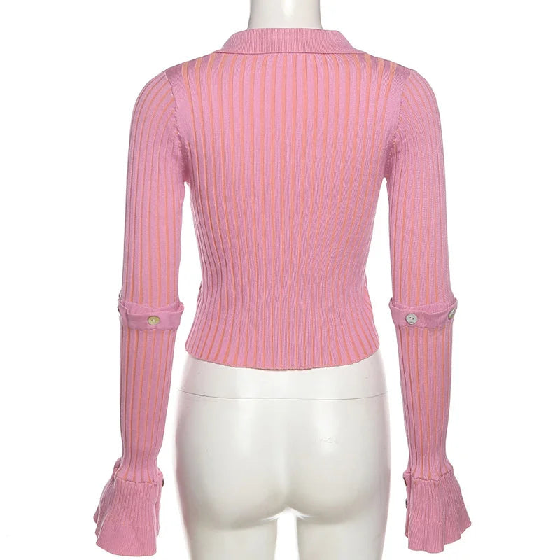 Irregular Pink Cardigan With Removable Layer For Women Soft Knit Top Modern
