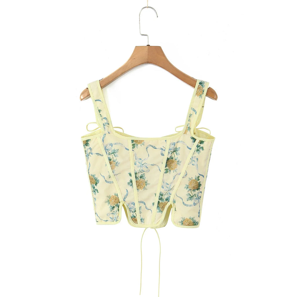 Blue Lace Up Bandage Tank Top Crop
