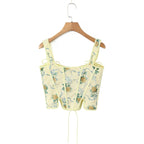 Blue Lace Up Bandage Tank Top Crop