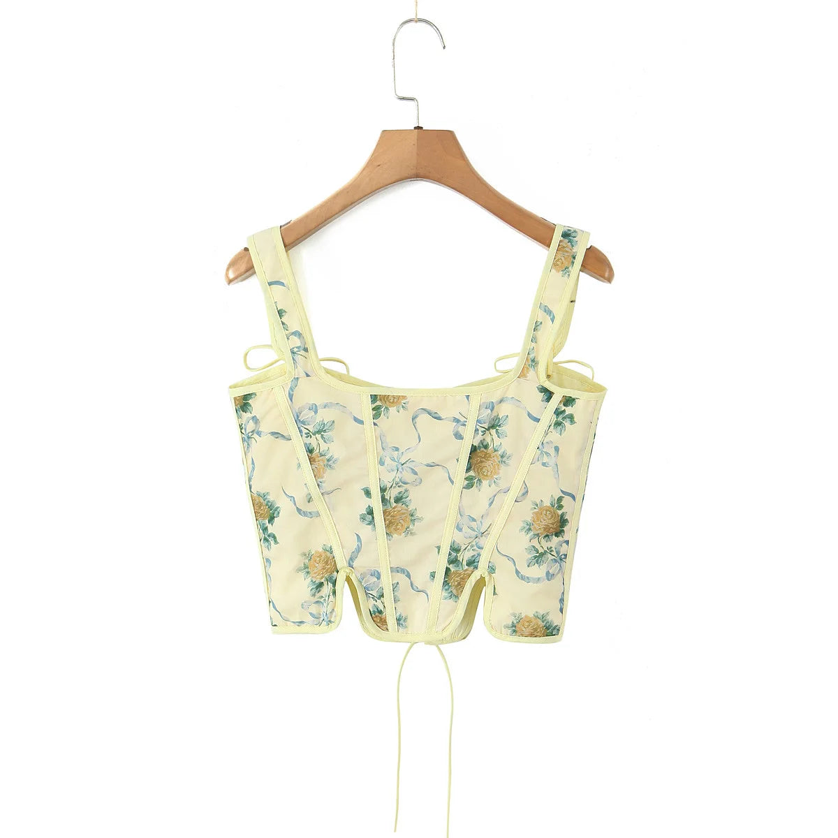 Blue Lace Up Bandage Tank Top Crop