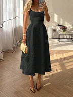 Backless O Neck Sling Maxi Dress A Line Slim