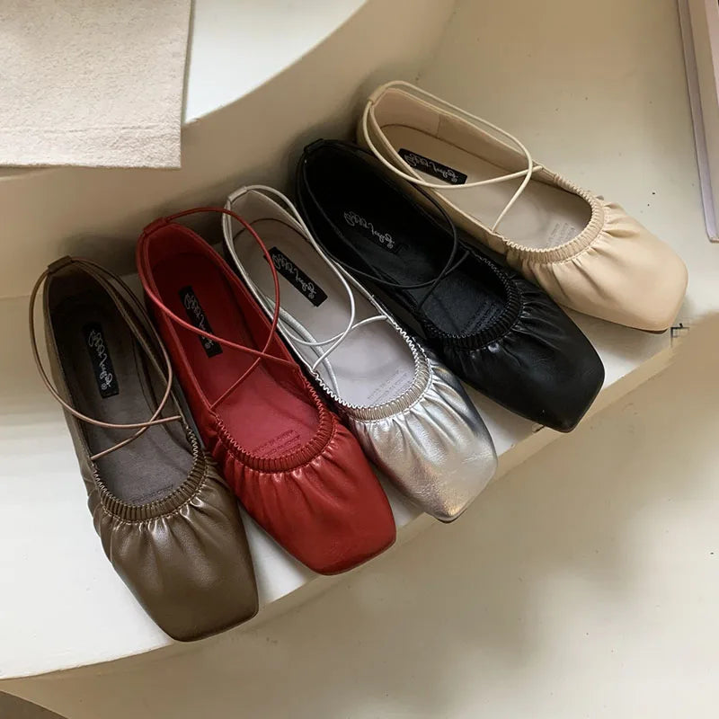 Soft Square Toe Ballet Flats Slip On For Women Casual Chic