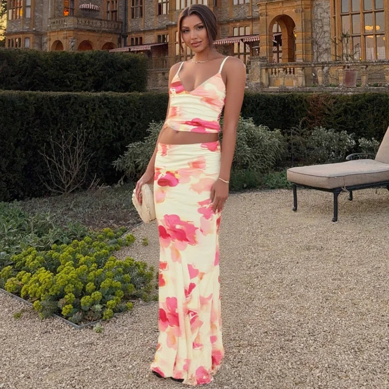 Crop Top And Maxi Skirt Set