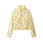 Yellow Polka Dot Two Piece Set With High-Neck Jacket And Balloon Shorts