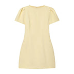 Pleated Mini Dress For Women Elegant Short Sleeve