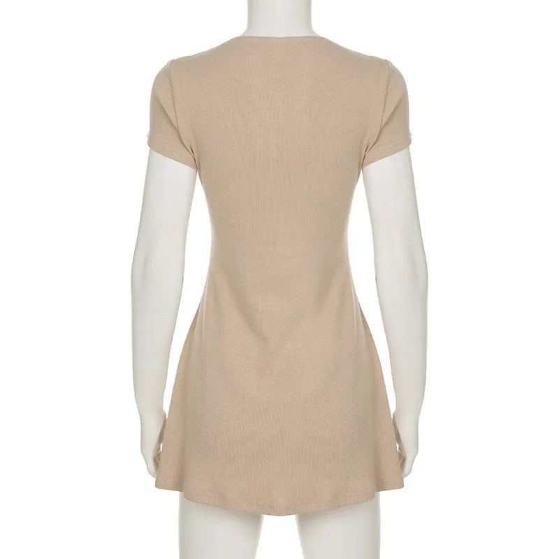 Knitted Strapless Mini Dress With V Neck Chic Street Style
