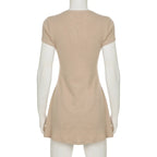 Knitted Strapless Mini Dress With V Neck Chic Street Style