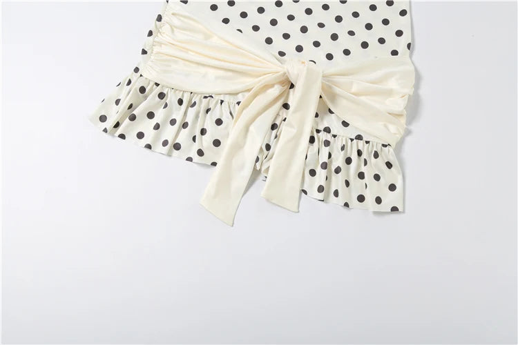 White Polka Dot Strapless Backless Tassel Bodycon Mini Dress