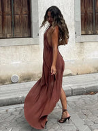Chic Backless Off Shoulder Pleated Knee Length Dress With Irregular Silhouette