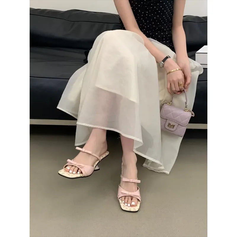 Chic Patent Leather Square Toe Heels With Bow Knot
