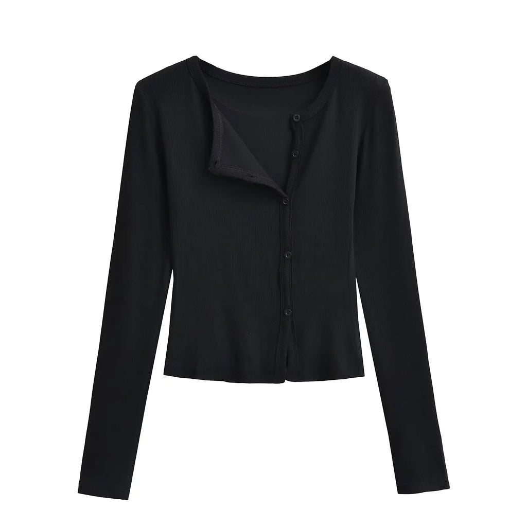 Knit Cardigan With Subtle Side Button Details