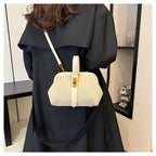Luxe Faux Suede Frame Shoulder Bag With PU Accent Elegant Crossbody