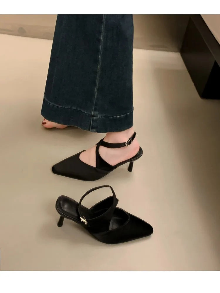 High Heel Sandals With Cross Ankle Strap And Slingback Pumps