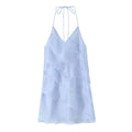 Dreamy Light Blue Halter Backless Mini Dress With Tiered Ruffle Accents