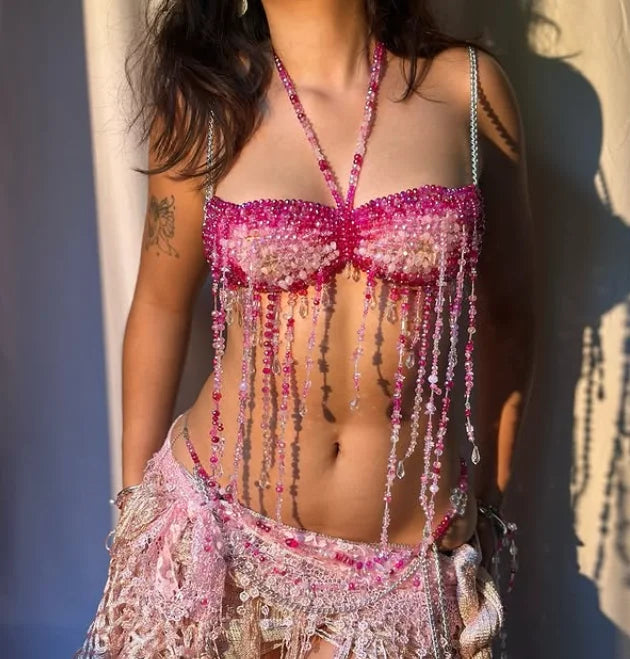 Handmade Chain Beaded Bralette Top