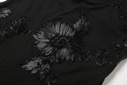 Chic Floral Embroidered Backless Maxi Dress With Low Neck And Crossback