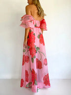 Sexy Print Asymmetrical Hem Long Skirt Set Fashionable Sleeveless Women's Polyester Fabric Casual Leisure Suit