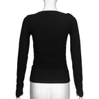 Long Sleeve Belted Top With Gathered Design