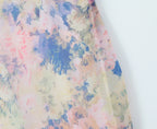 Gradient Floral Ruffles Chiffon Dress With V Neck Backless