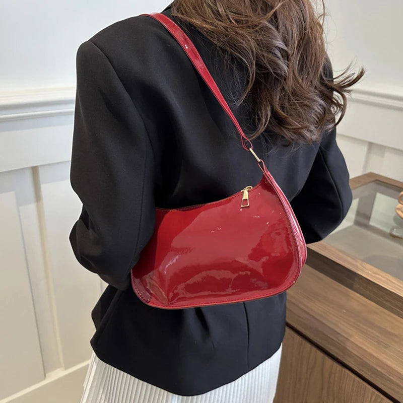 Retro Solid PU Leather Shoulder Bag For Women Chic Casual Hobo