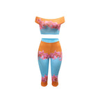 Floral Off Shoulder Crop Top And High Waist Capri Set For Summer Streetwear Vibe