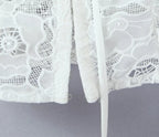 Romantic Lace Patchwork Off Shoulder Puff Sleeve Crop Top