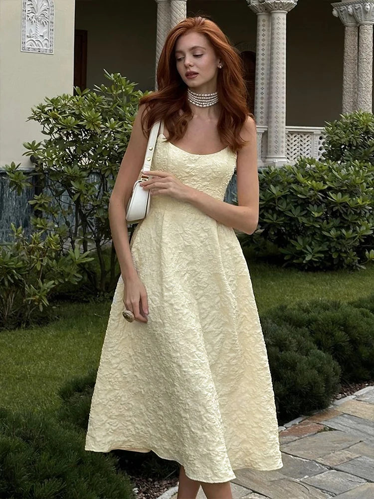 Backless O Neck Sling Maxi Dress A Line Slim
