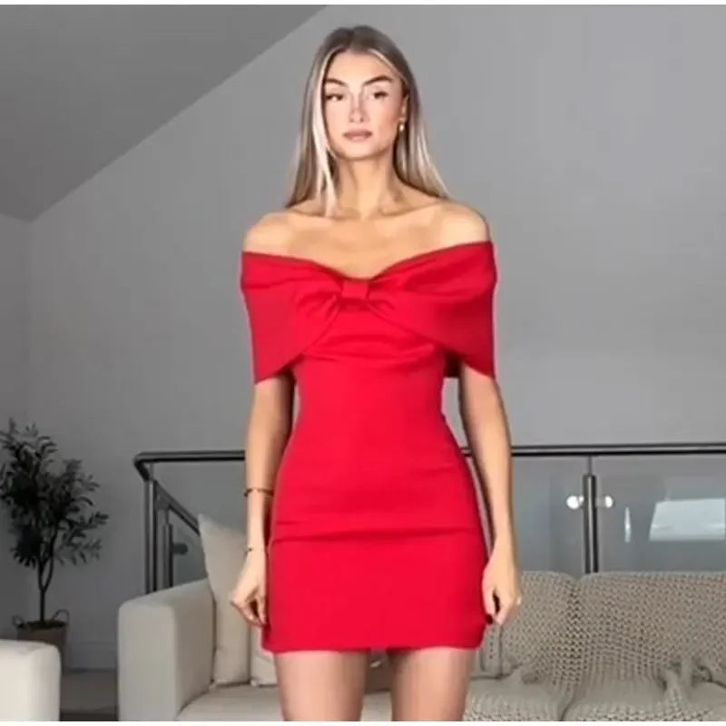 Bow Strapless Mini Backless Bodycon Dress