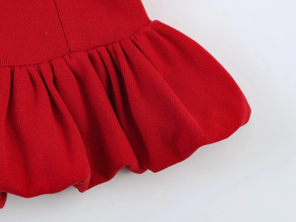 Chic Red Sexy Halter Pleated Blouse
