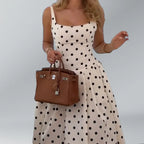 Long Polka Dot Dress With Retro Tube Top And Skirt