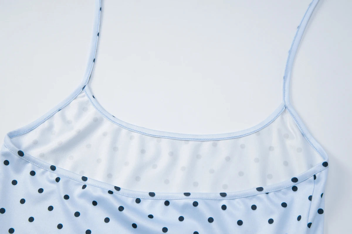 Polka Dot Halter Backless Crop Cami