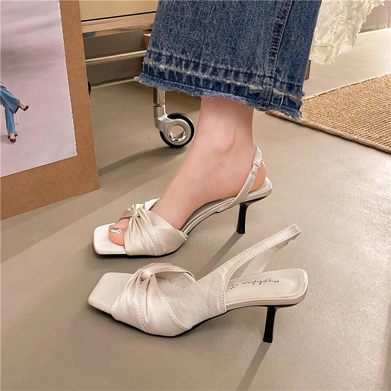 Elegant Stiletto Sandals With Back Strap Slip On Heels