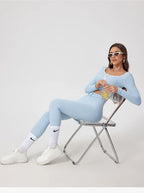 Woman Long Sleeve Seamless Round Neck Casual Yoga Clothes Gymwear Quick-Dry Running Workout Sportswear