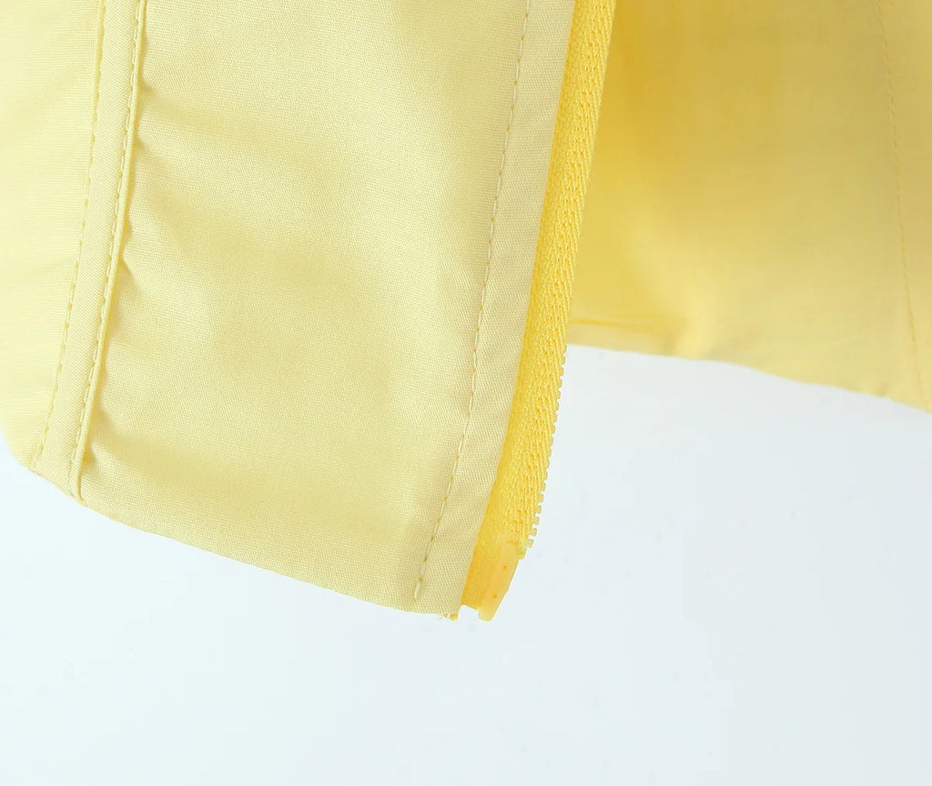 Sunny Chic Yellow Crop Cami Top With Back Zipper Slim Fit