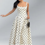 Long Polka Dot Dress With Retro Tube Top And Skirt