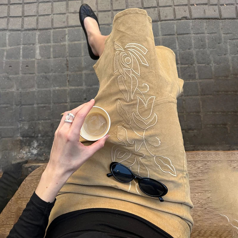 Sexy Retro Fishtail For Women's Embroidery Printed Straight Skirt