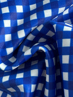 Picnic Plaid Bikini Set in Blue and White Bowknot Halter Top with Tie Up Triangle Bottoms