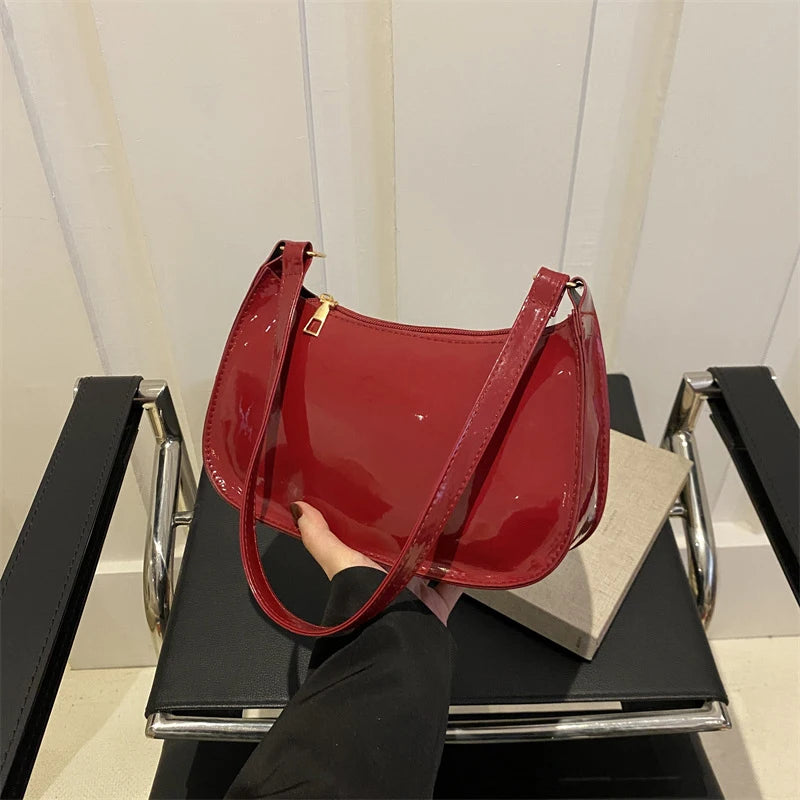 Retro Solid PU Leather Shoulder Bag For Women Chic Casual Hobo