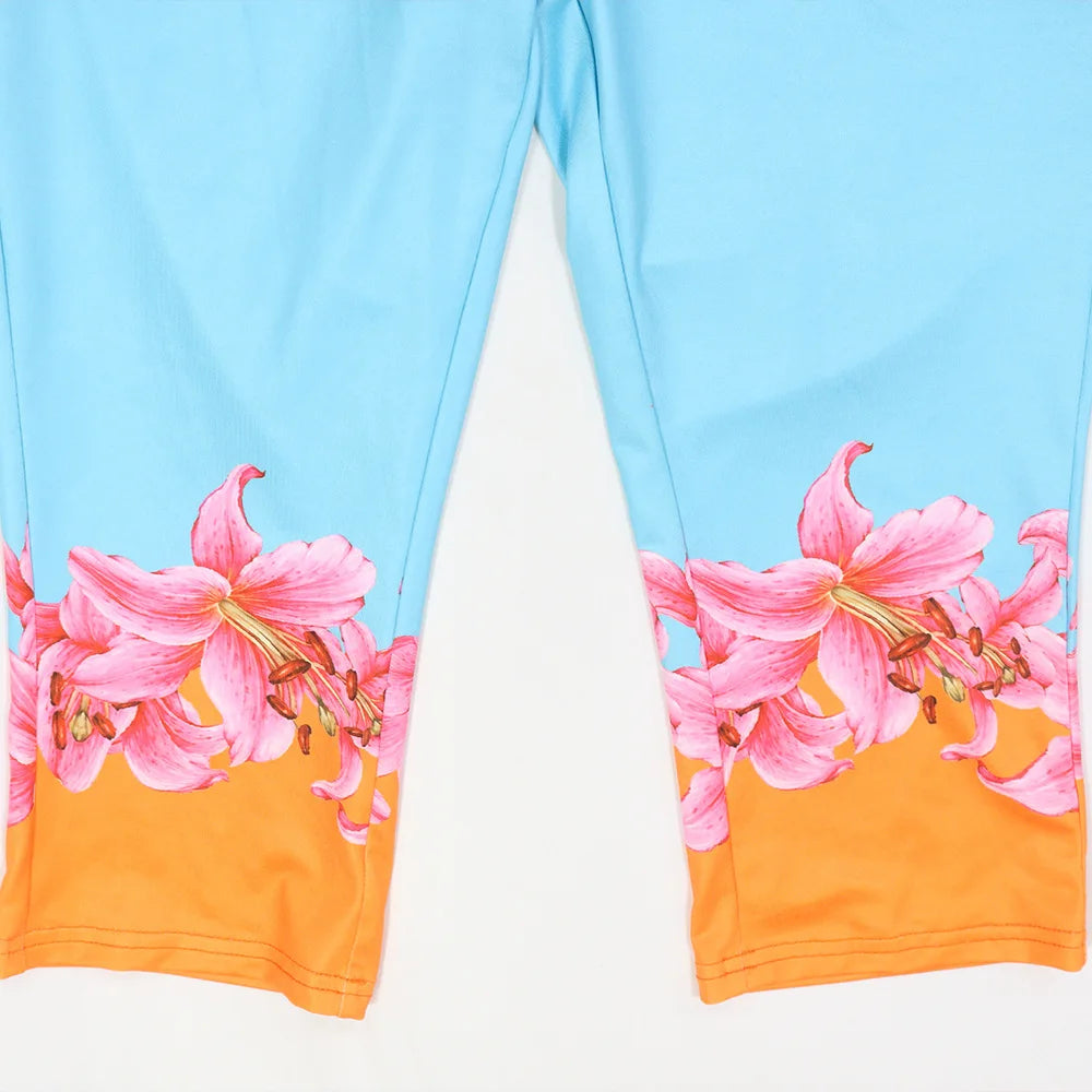 Floral Off Shoulder Crop Top And High Waist Capri Set For Summer Streetwear Vibe