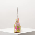 Floral Embroidered Sequin Shoulder Bag For Women Crescent Shape Evening Purse