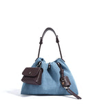 Denim Day Bag With Minimalist Crossbody