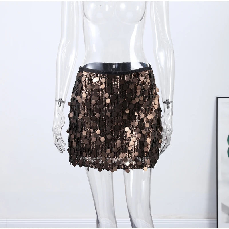 Beaded Sequin Two Piece Set Sleeveless Backless Crop Top And Mini Skirt Glam Outfit