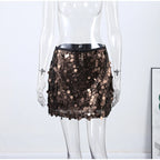 Beaded Sequin Two Piece Set Sleeveless Backless Crop Top And Mini Skirt Glam Outfit