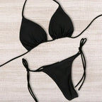 Black Bikini Set With Adjustable Neck Straps