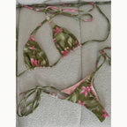Floral Micro Bikini Set For Beach Days Thong Swimwear